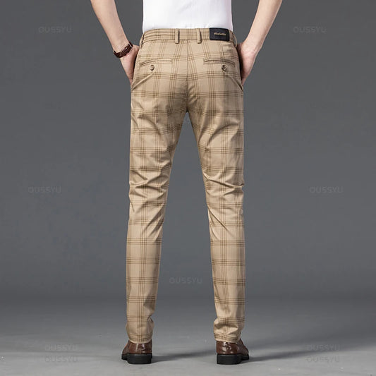 Trousers Fashion Business Classic Stripe Plaid Black Solid Color Trouser