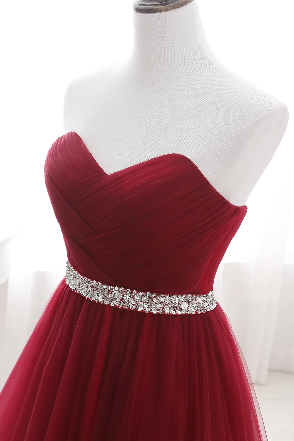 Homecoming Dresses: Lace Up Crystal Sequined Formal Party Sleeveless Prom Gown