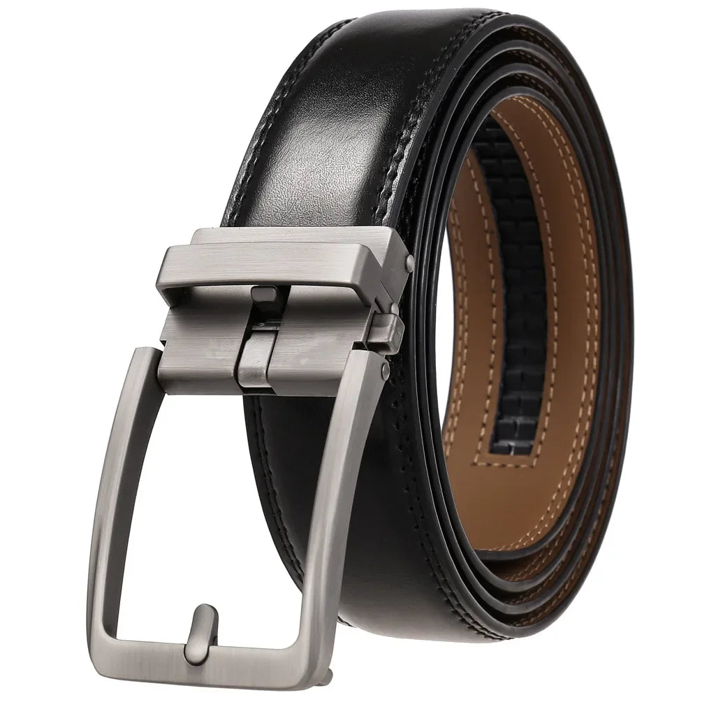 Unisex Click Belts for Men Luxury Brand Designer Fashion Automatic Buckle Genuine Leather Men's Belt Male Jeans Waist Strap Blue
