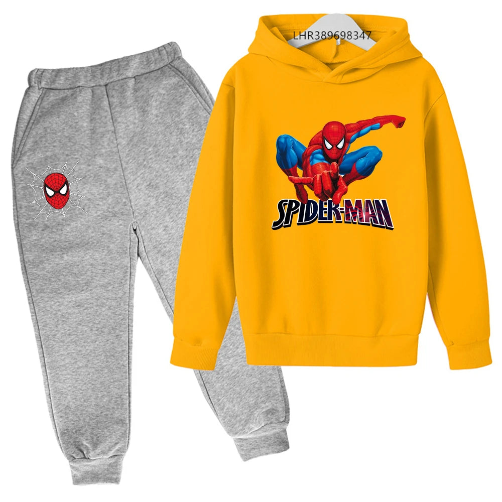 Autumn winter children's hoodie Spider-Man clothing leisure outerwear sweatshirt +pants set  Suitable 3-12 years Boys girls gift