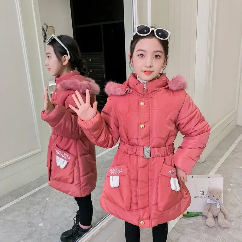 Baby Girl Winter Jacket Cute Coats Old Warm Hooded Parka Windproof Children's Clothing