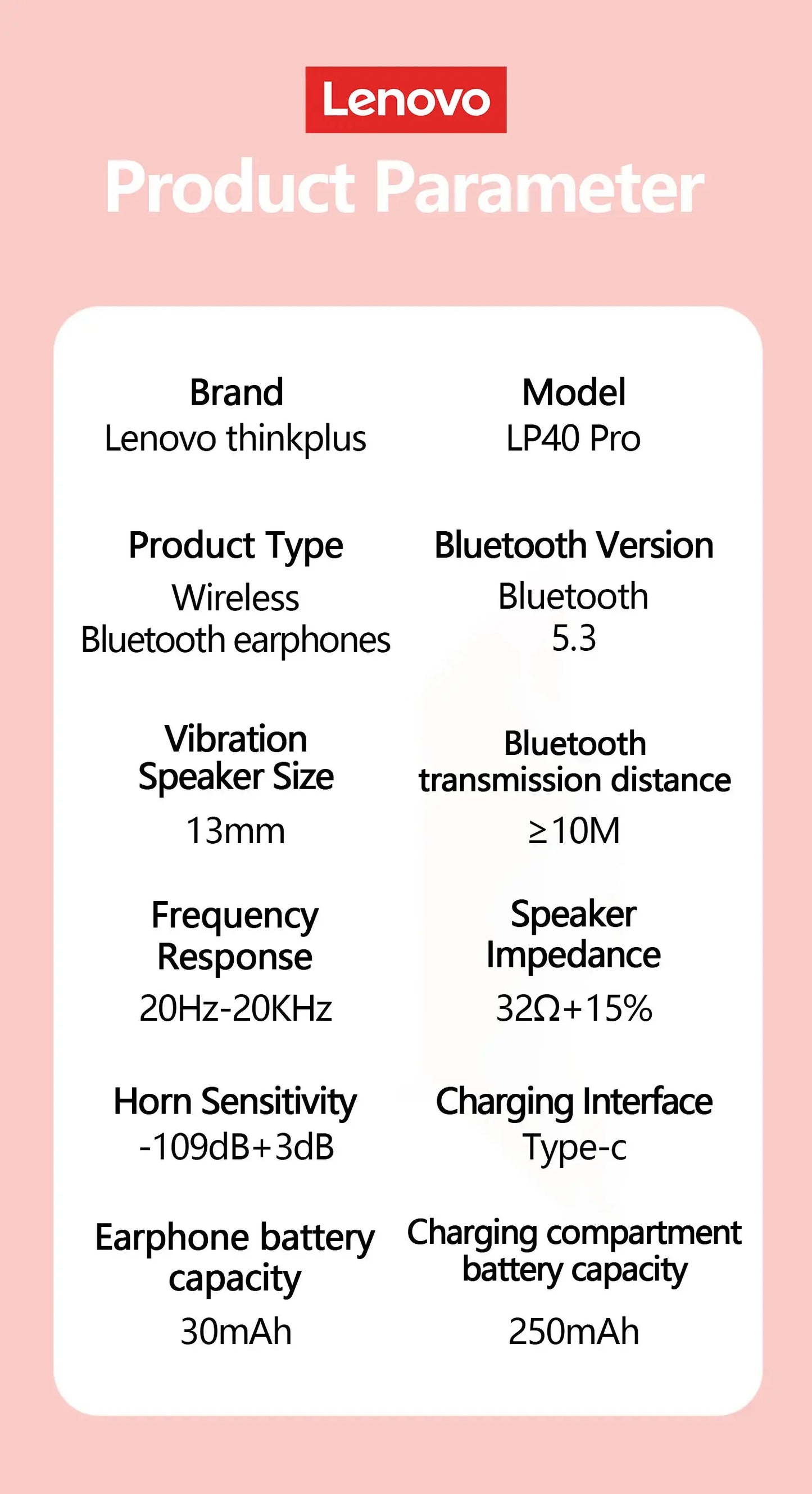New Lenovo LP40 Pro TWS Bluetooth V5.3 Earphones Smart Touch Control With Hands-free Call Headset Noise Isolating Headphones