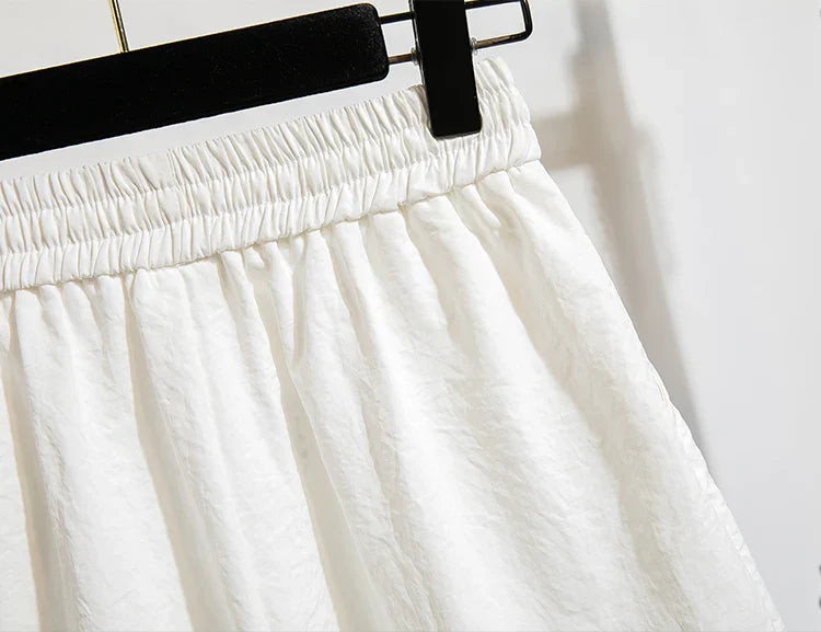 Plus Size Summer Shorts For Women 2025 Summer Ice Silk Drawstring Large Size Loose Shorts Women Korean Streetwear Shorts Female