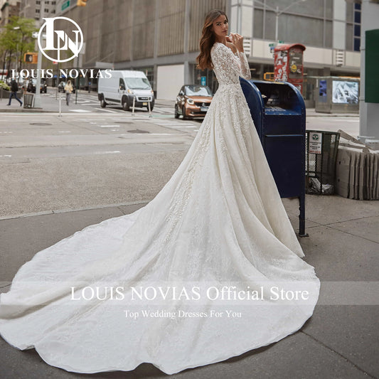 White Bridesmaid Dresses: A-Line Long Sleeve Wedding Dresses Sequined Illusion