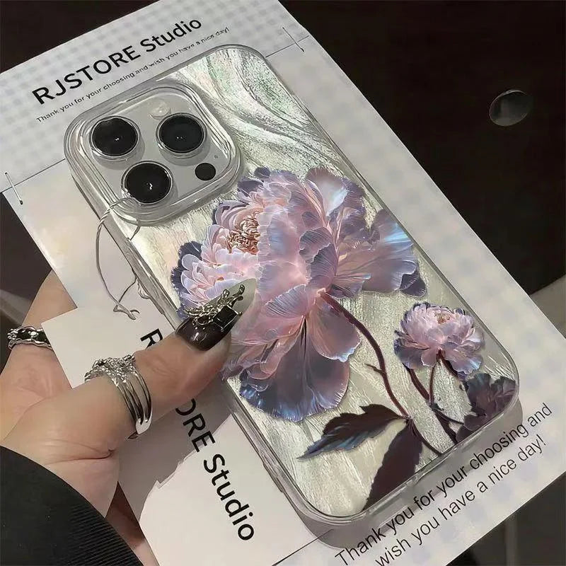 Pink Peony Lotus Phone Case for Xiaomi Redmi Note 14 13 12 12S 11 10C 13C 14C 10 S Pro Plus 4G 5G Feather Chiffon Texture Cover