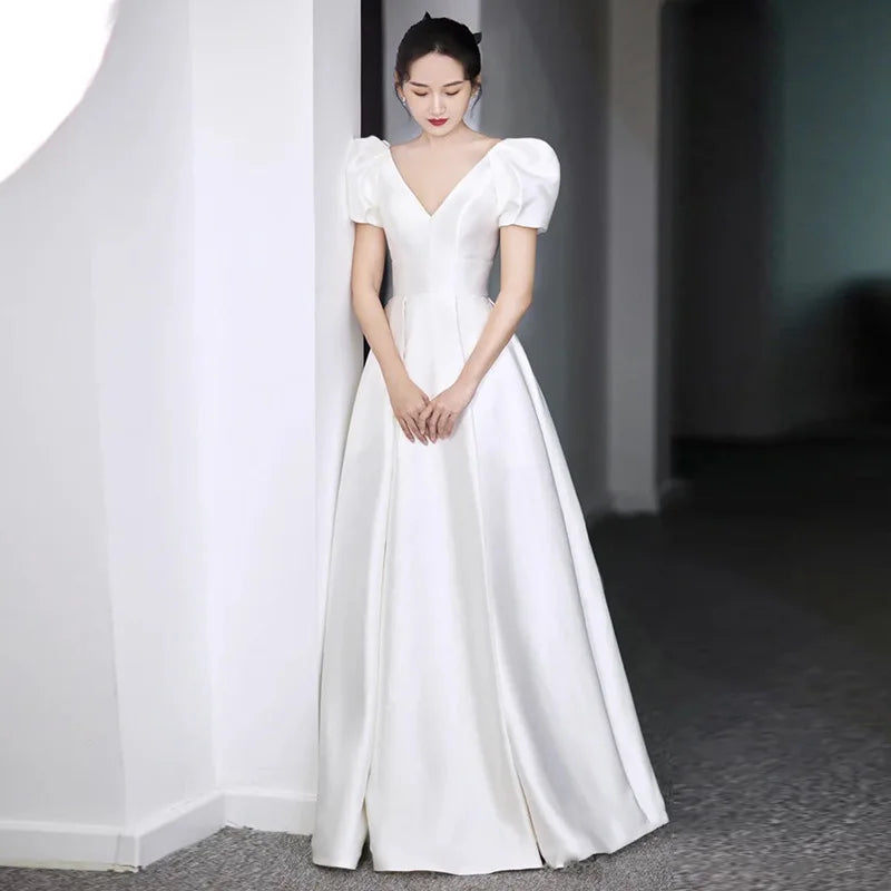 Homecoming Dresses: Wedding Dresses for Bride Elegant V Neck Long Prom Evening