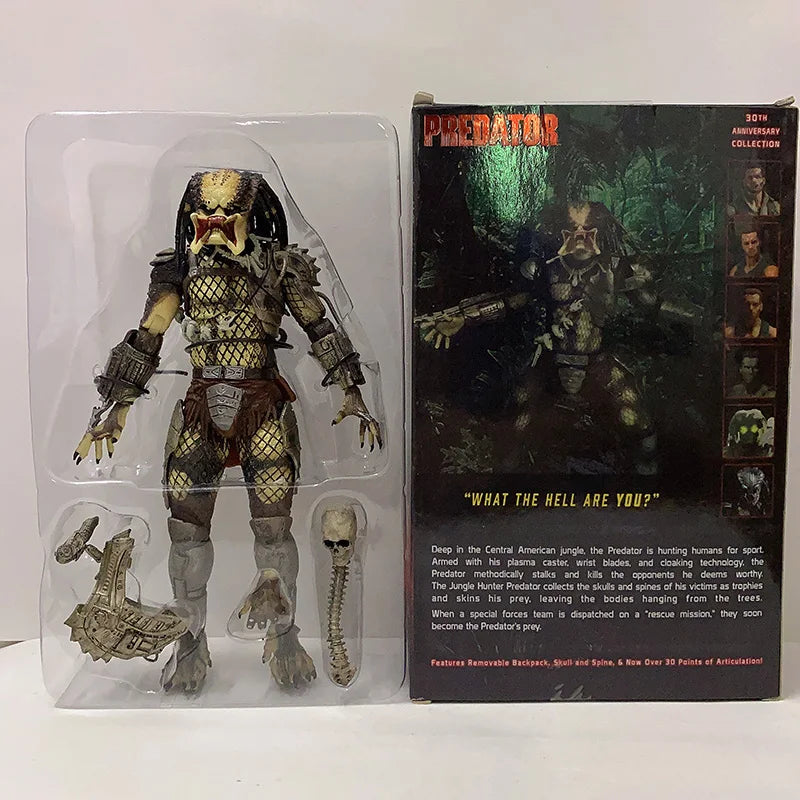 Aliens vs Predator Jungle Demon Predator Hunter Unmasked Masked Action Figure 30th Anniversary Model Toys Desktop Decoration
