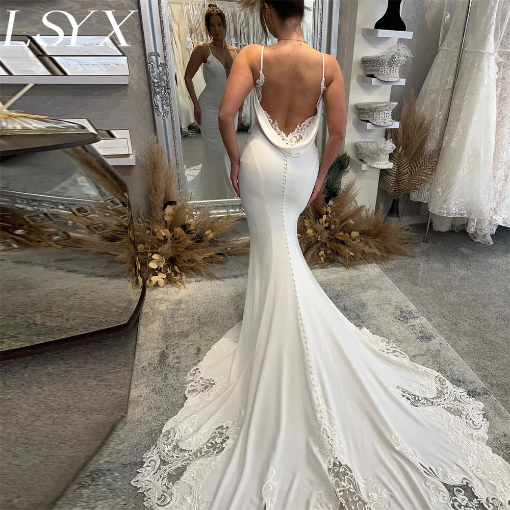 White Bridesmaid Dresses: White Wedding Dress Spaghetti Straps Backless Lace