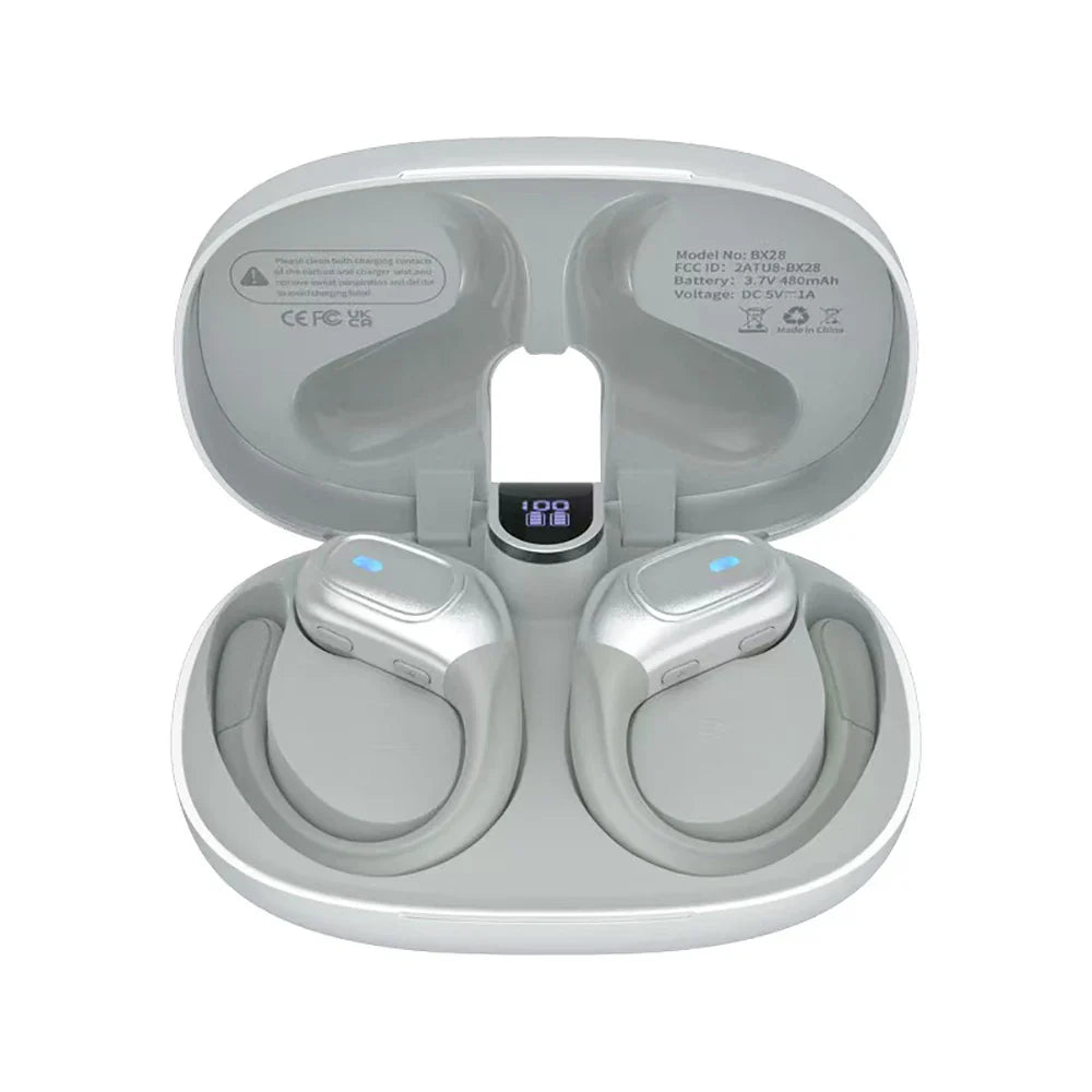 Sport Bluetooth 5.3 Earphones Earhook Headphones IPX7 Waterproof Wireless Earbuds 75 Hrs with LED Power Display Physical buttons