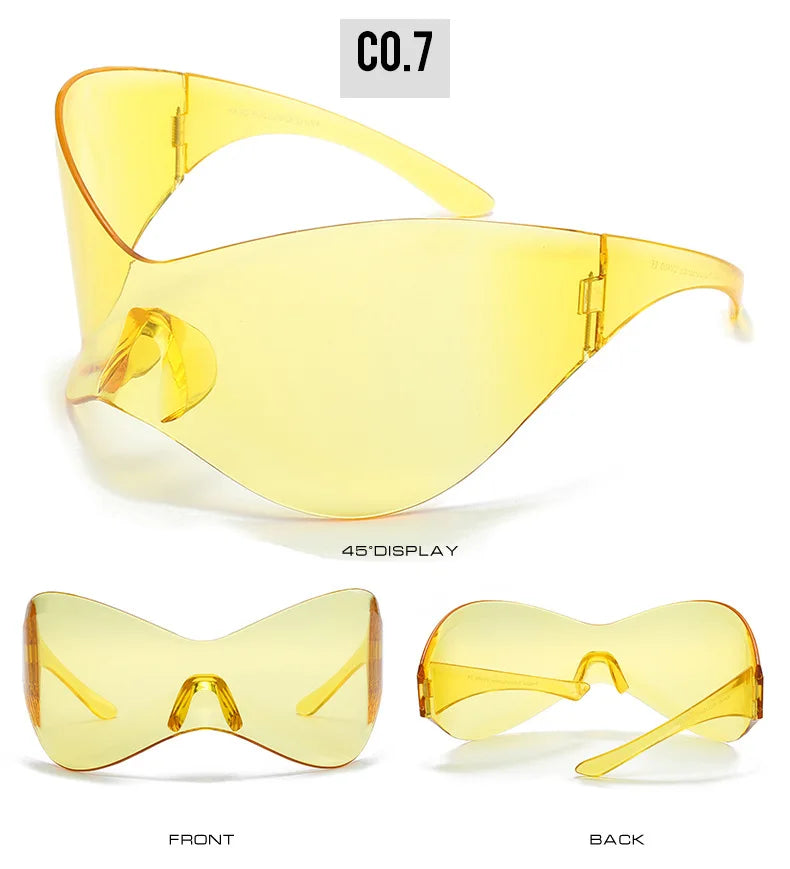 Y2K Sunglasses Women Fashion Silver Oversized Face Mark Shades Reflective Personal Sun Glasses for Cycling Travel