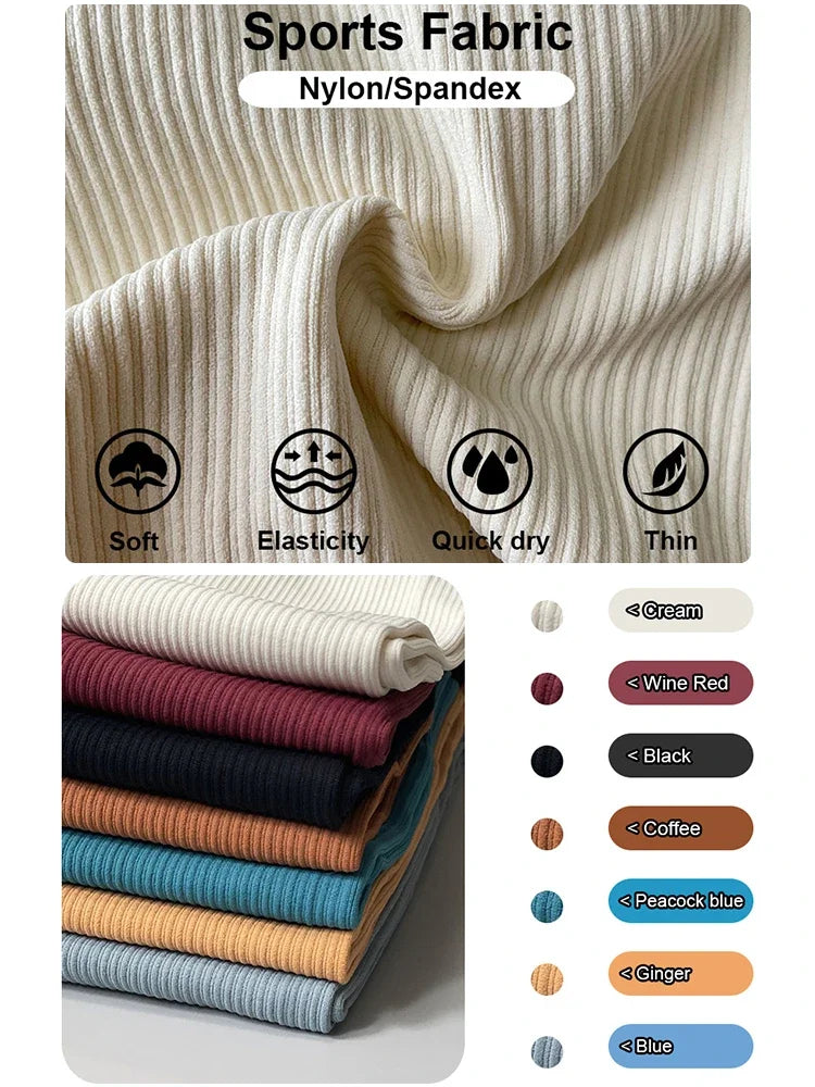 Tossy Ribbed Yoga Leggings Sports Tights Women Seamless Knit Yoga Pants White