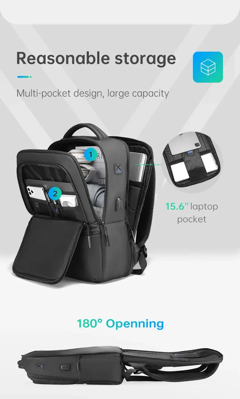 MARK RYDEN Multi Layers Men's Backpack Fits 15.6inch Laptop Water Repellent Backpacks for Students
