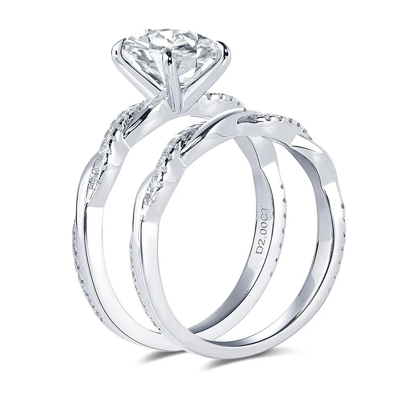 OXTAO 7x9mm 2.0 Carat  Oval Cut Moissanite Engagement Ring Set 925 Sterling Sliver Wedding Promise Bands Jewelry for Women