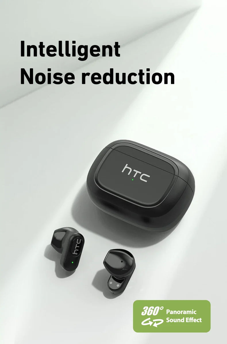 HTC NE51 Bluetooth Earphones TWS Sport Wireless Headphones Long Life with Mic In-Ear Earbuds AI Translator Earbuds