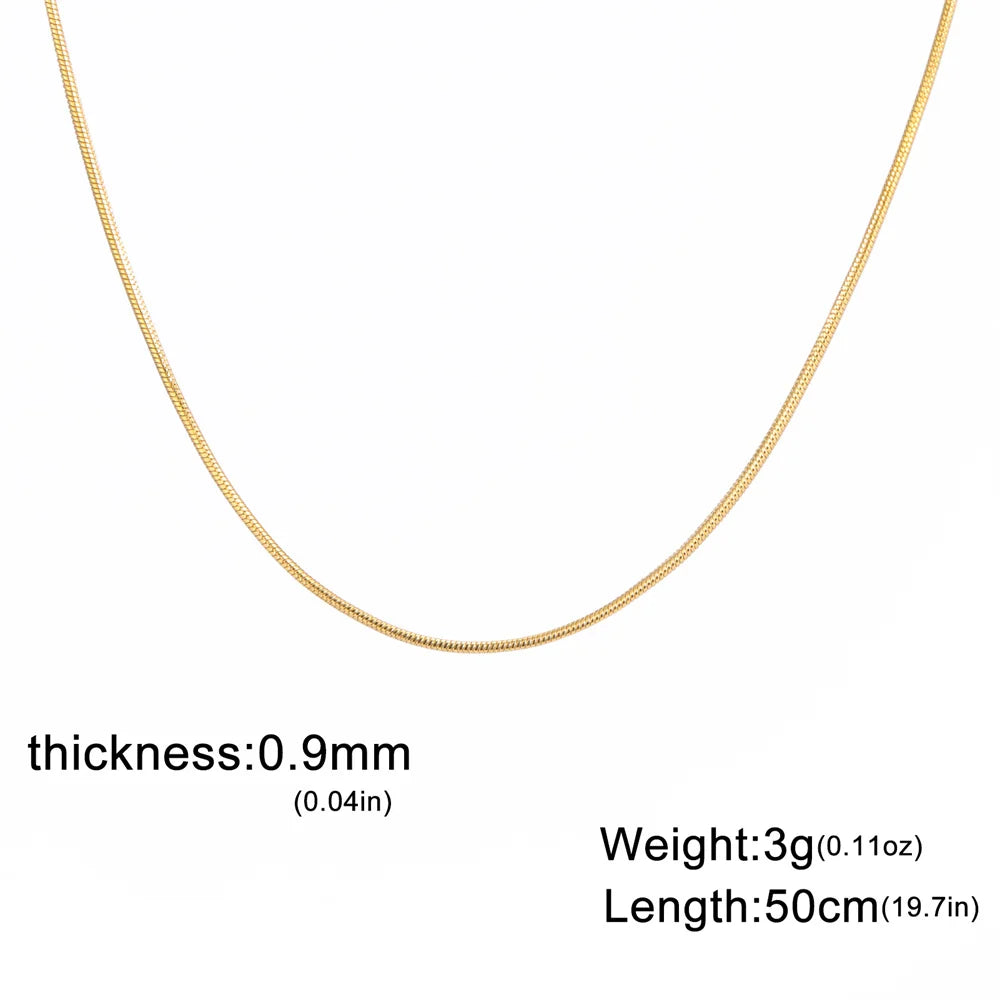 My Shape Round Snake Chain Necklace for Women Men Stainless Steel Link Chain 0.9mm 1.2mm 2mm Chains Choker Fashion Jewelry Gifts