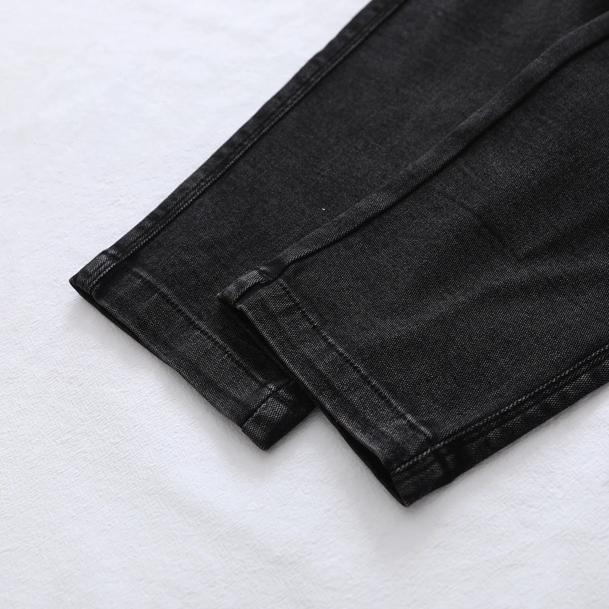 Autumn Clothes Women Jeans Plus Size Slim Two Buttons High Waist Pencil Pants