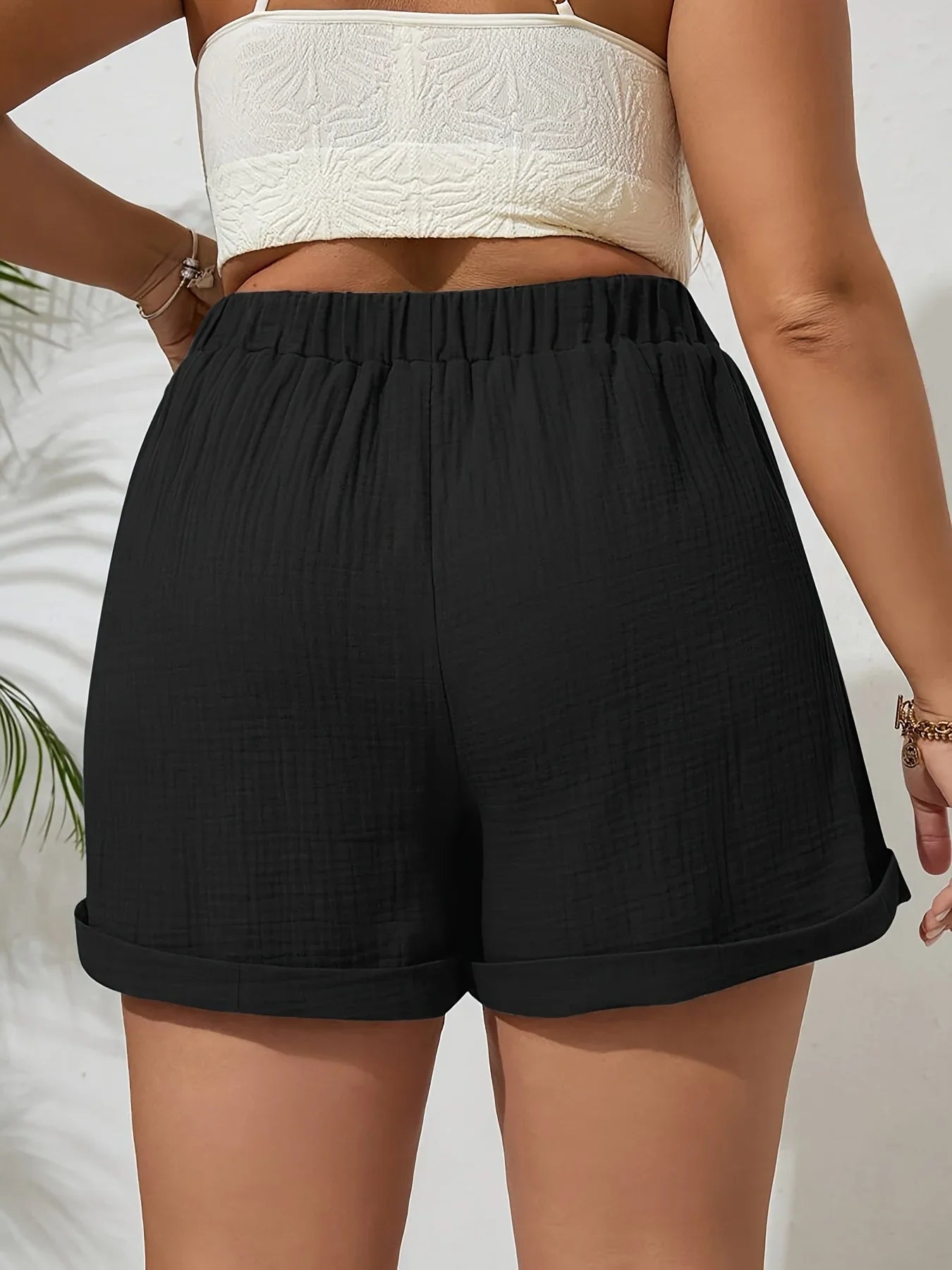 Plus Size High Waist Casual Shorts for Women Comfortable Lightweight with Elastic Waistband and Drawstring