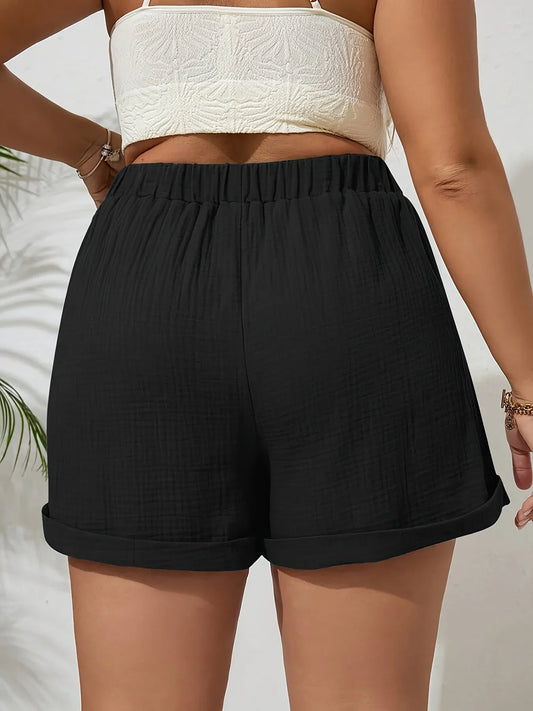 Plus Size High Waist Casual Shorts for Women Comfortable Lightweight with Elastic Waistband and Drawstring