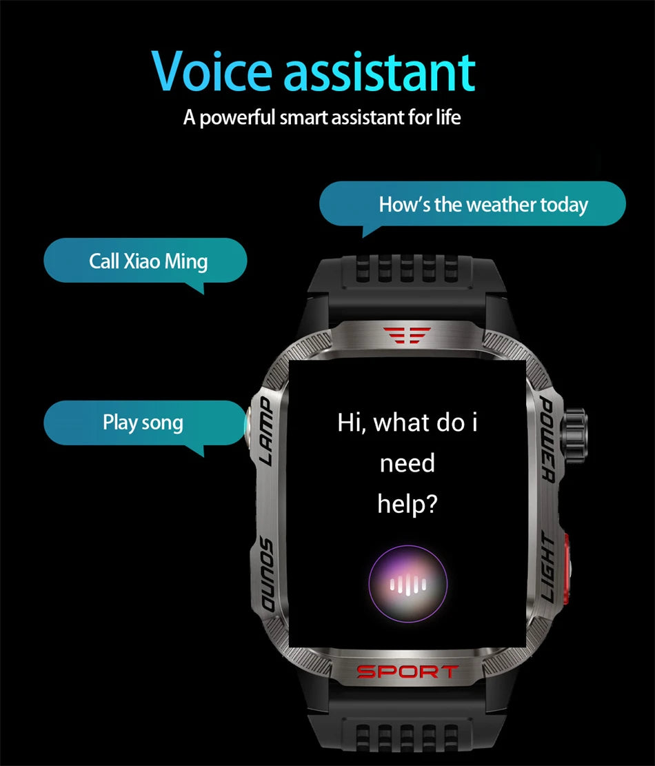 Outdoor Sports Smart Watch Men 2.01" GPS Tracker Compass LED Flashlight 600mAh Battery Waterproof Bluetooth Call Smartwatch Man