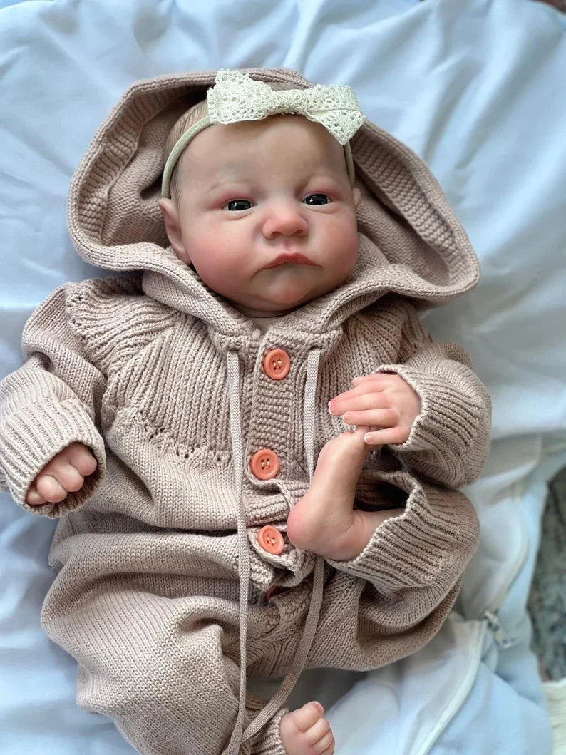 NPK 19inch Already Painted Finished Reborn Baby Doll Levi Awake Newborn Baby Size 3D Skin Visible Veins Collectible Art Doll