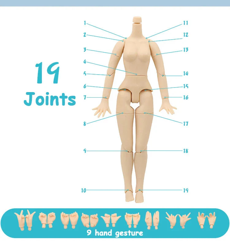 ICY DBS Blyth Doll Tan Skin Matte Face Glossy Face Pouting Lips 30CM BJD 19 Joints Body Doll DIY Make Up Costume Doll Gift Toy