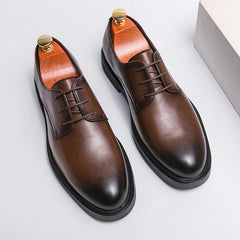 Classic Italy Pointed Toe Leather Shoes Men Luxury Oxfords Business Formal