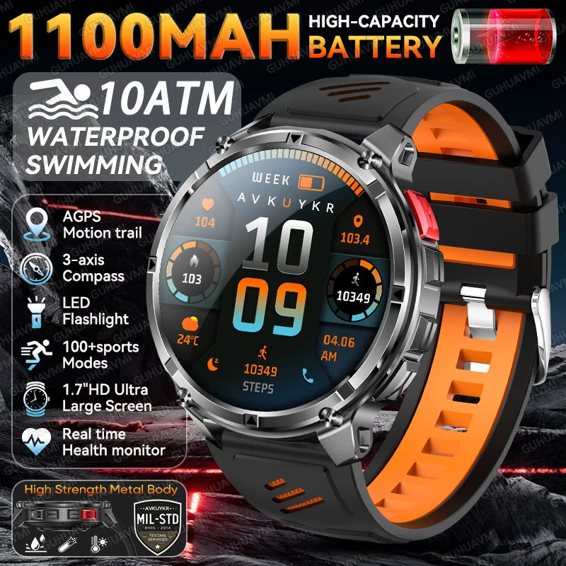 2026 New T-Rex3 Pro GPS Tracker Smartwatch Men 120-Day Standby 1100mAh Clock Rugged Outdoor Sport 10ATM Waterproof Call Watches