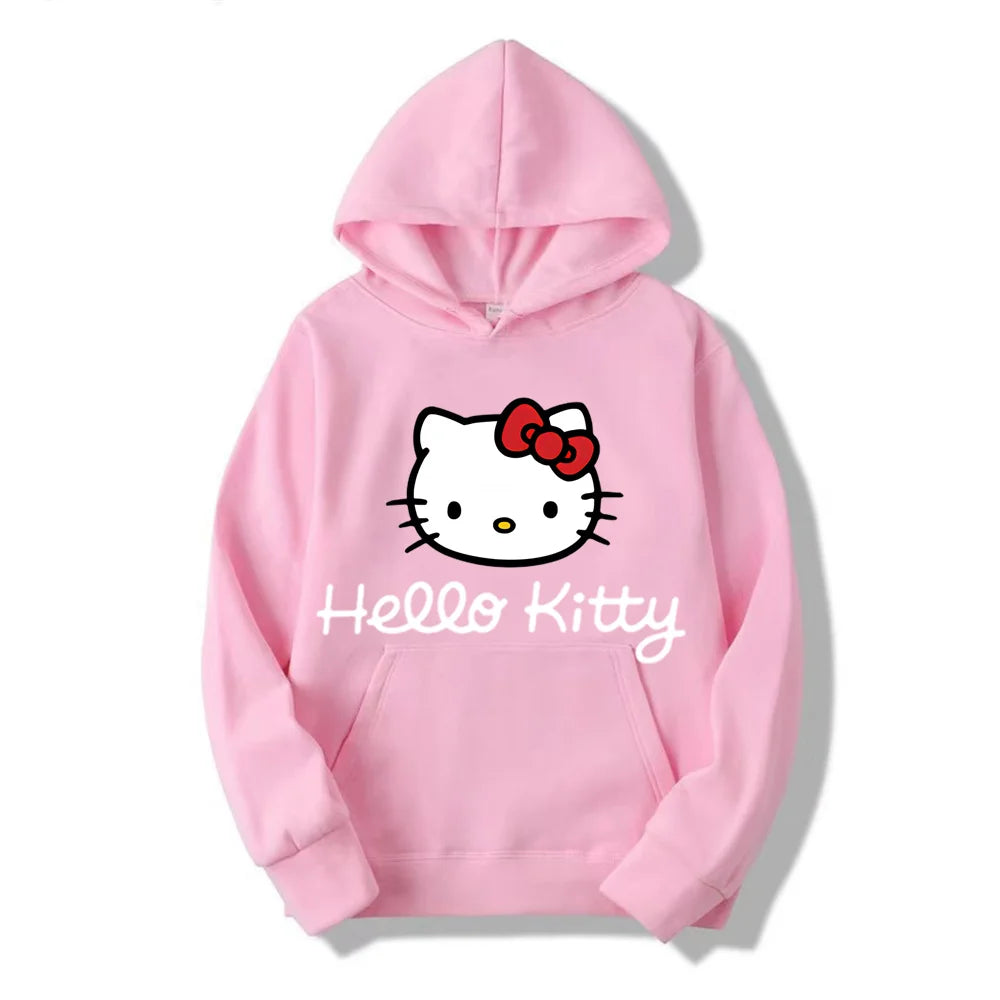 Hello Kitty Anime Hoodie Casual Sweatshirt Boys Fleece Pullover Y2k Sudadera