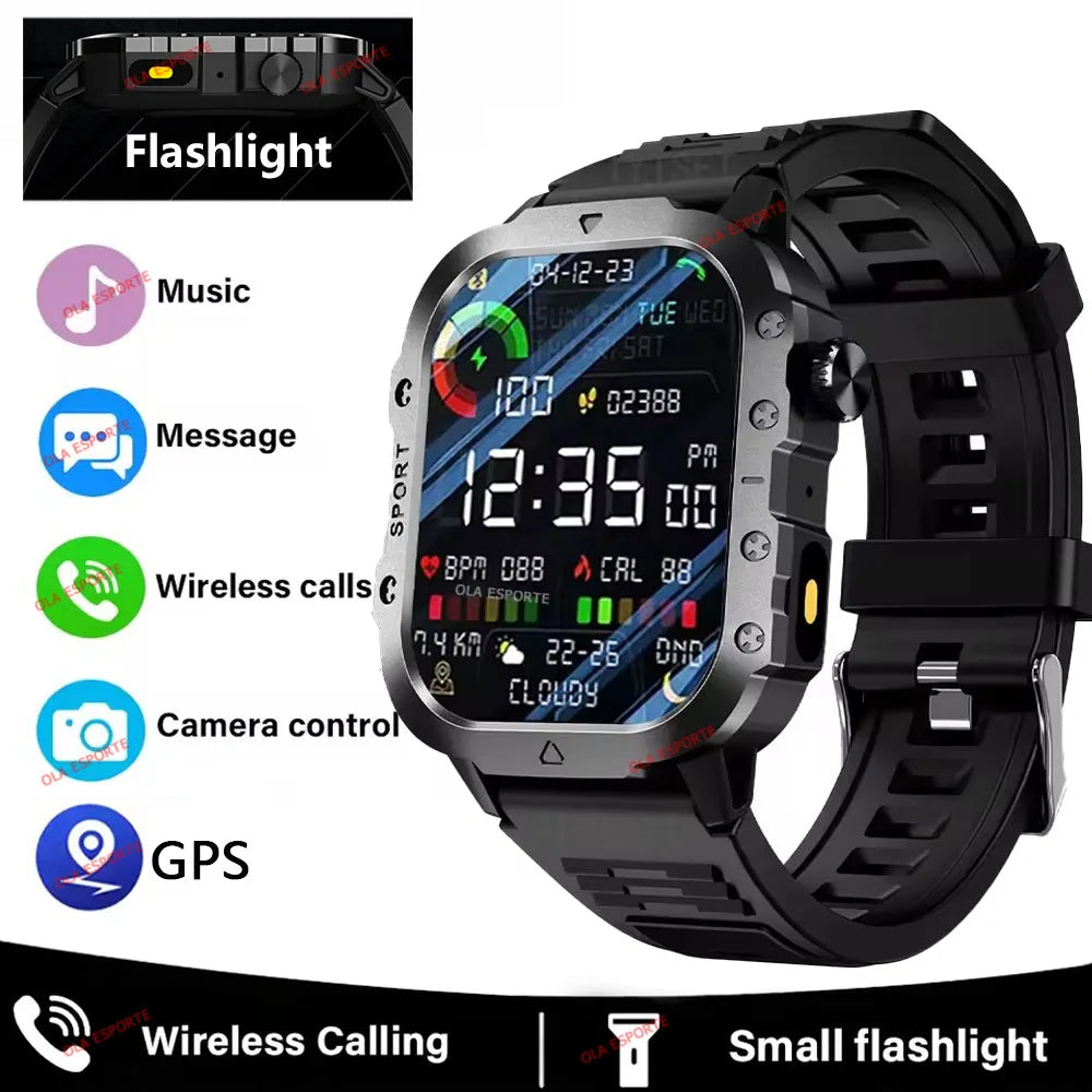 EGC+PPG GPS Sports Fitness Tracker Smartwatch Men 2.01Inch Touch Screen Health Monitoring Bluetooth Call Smart Watch For Android