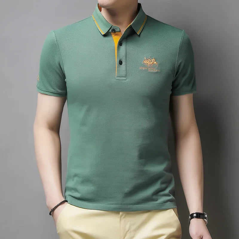 Men's Embroidered Casual Fashion Short Sleeved POLO Shirt Summer Comfortable Top
