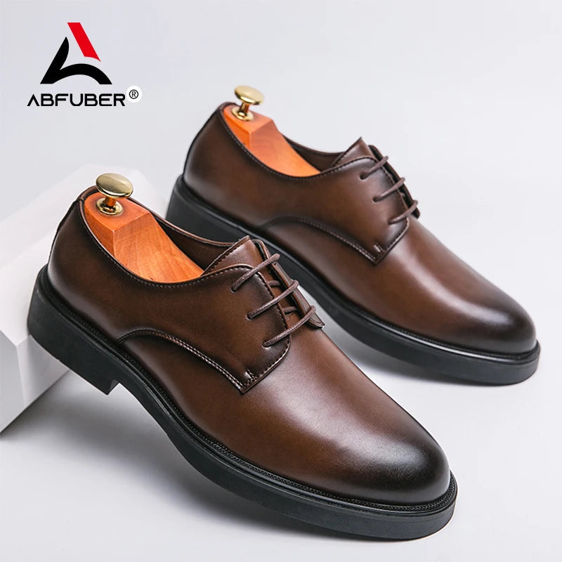 Luxury Derby Dress Leather Men Shoes Lace-up Office Social Shoes Male Party Weeding Shoes Men Spring/Autumn Formal Shoes For Men