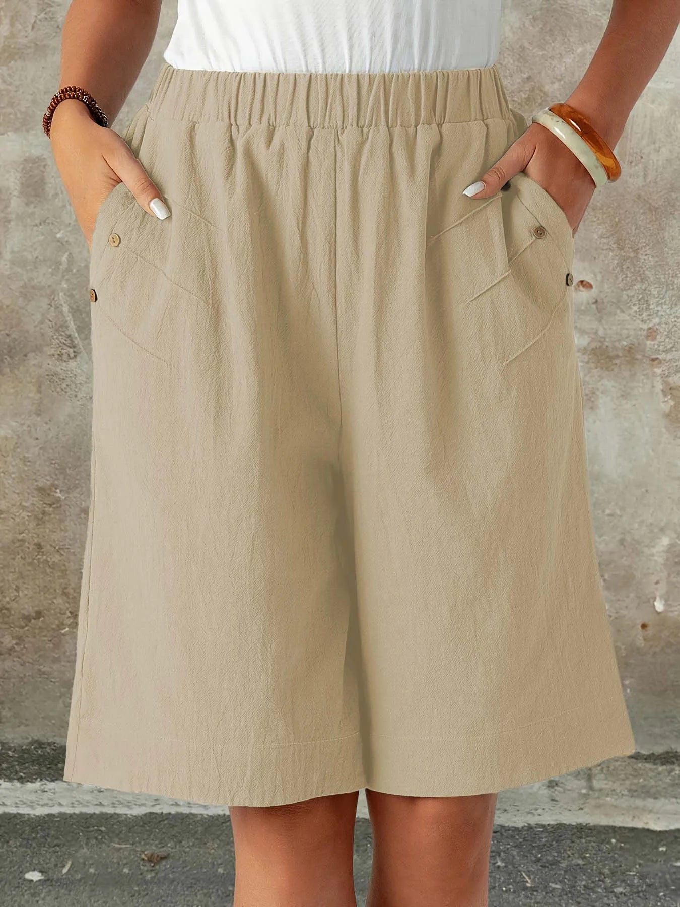 Women's 2025 Summer Shorts - High Waist 5-Inch Casual Lounge Shorts, Solid Color Straight Leg Home & Outdoor Wear