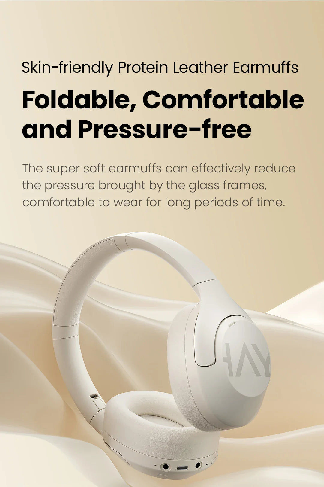 HAYLOU S30 Wireless Bluetooth 5.4 Headphones 43dB Adaptive Noise Cancelling Headsets 40mm Driver 80H Playtime Earphones