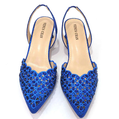 2023 Royal Blue Noble Three-Dimensional Bag With Elegant High Heels Shoes Italian Popular Design African Ladies Shoes Bag Set