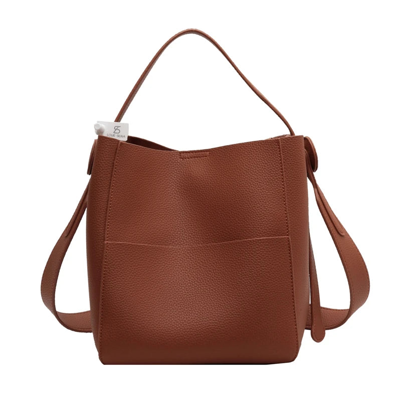 Wide Strap Message Handbag Women Shoulder Bags Leather Soft Casual