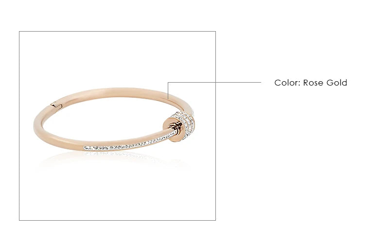 MOONLIGHT Classic Stainless Steel Zircon Bangle For Women Circular Screw Bracelet Female Jewelry Gifts Fashion Accessories