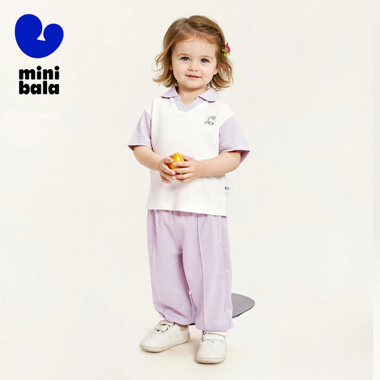 Mini Bala Short Sleeve Set  Boys and Girls 2025 Summer Baby Sports Set Stylish Short Set