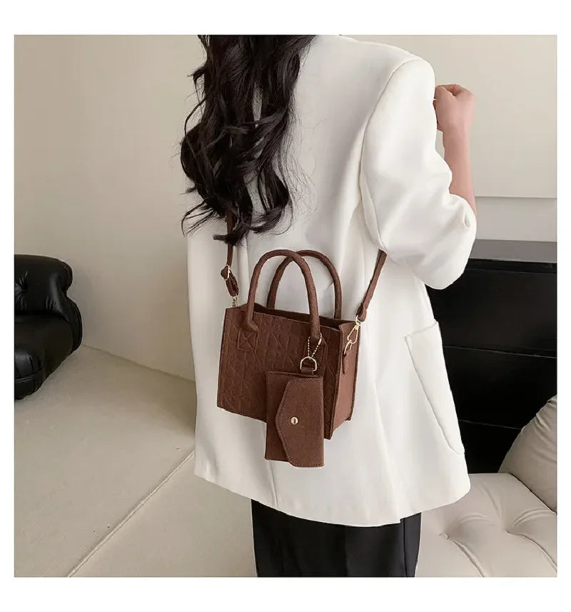 Zipper Messenger Bag Solid Color Felt Women Shoulder Bag Luxury Designer