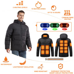 Heated Jacket, Winter Warm Outdoor USB Electric Heated Cotton Jacket