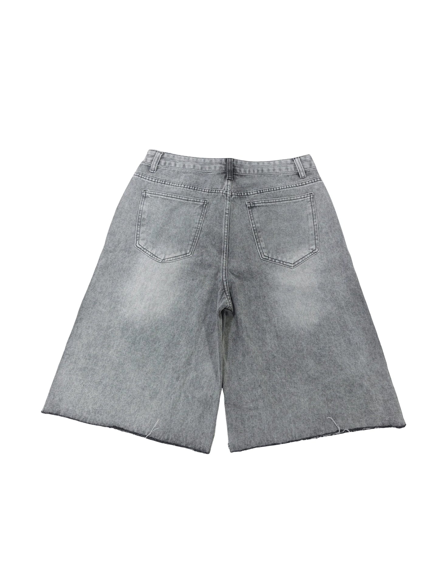 Men s Stylish Knee-Length Denim Shorts with Embroidered Logo and Rhinestone Detailing for Summer Casual Wear