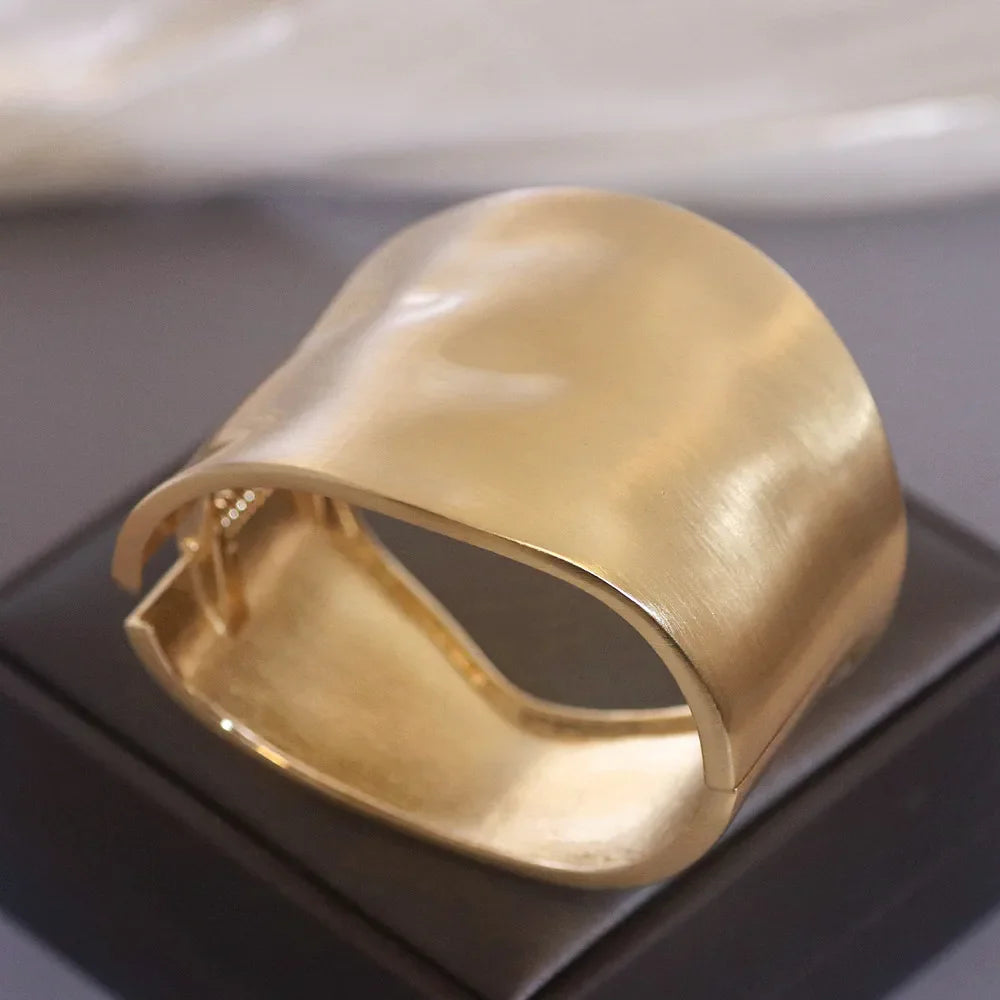 Punk Minimalist Alloy Matte Cuff Bangles For Women Statement Irregularly Wide Big Bangles Bracelet Party Fashion Jewelry Gifts