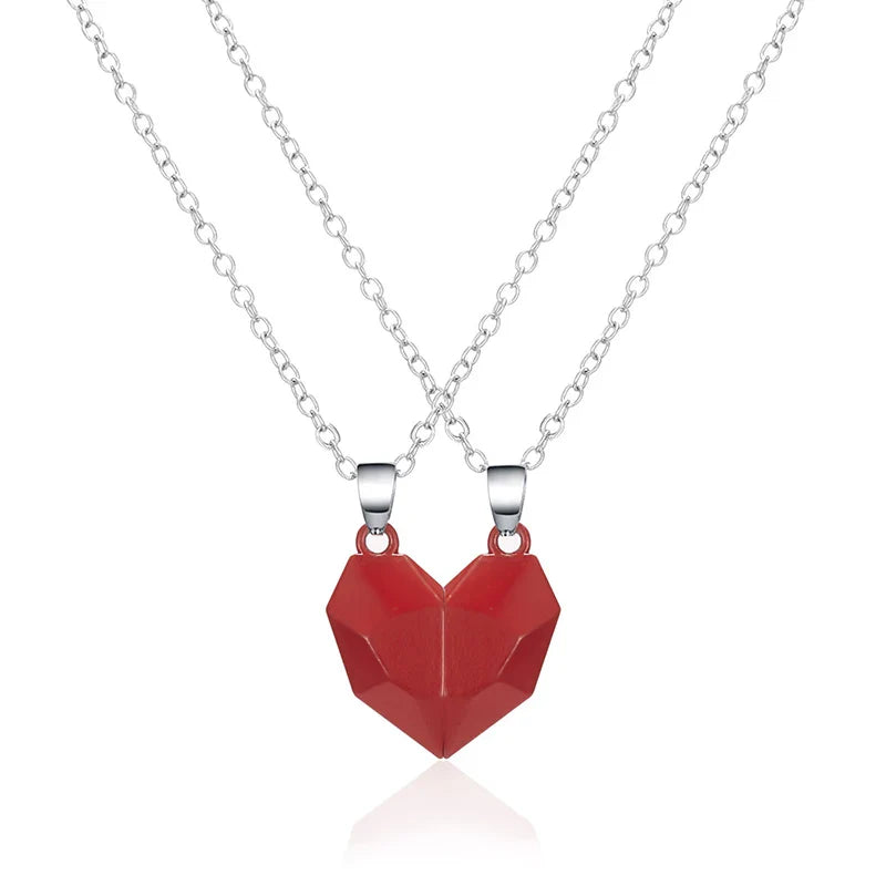 Good Simple Quality Couple Pendant Necklace Electrocardiogram,Magnetic Heart,Pendant Splicing Necklace Valentine's Day Gift