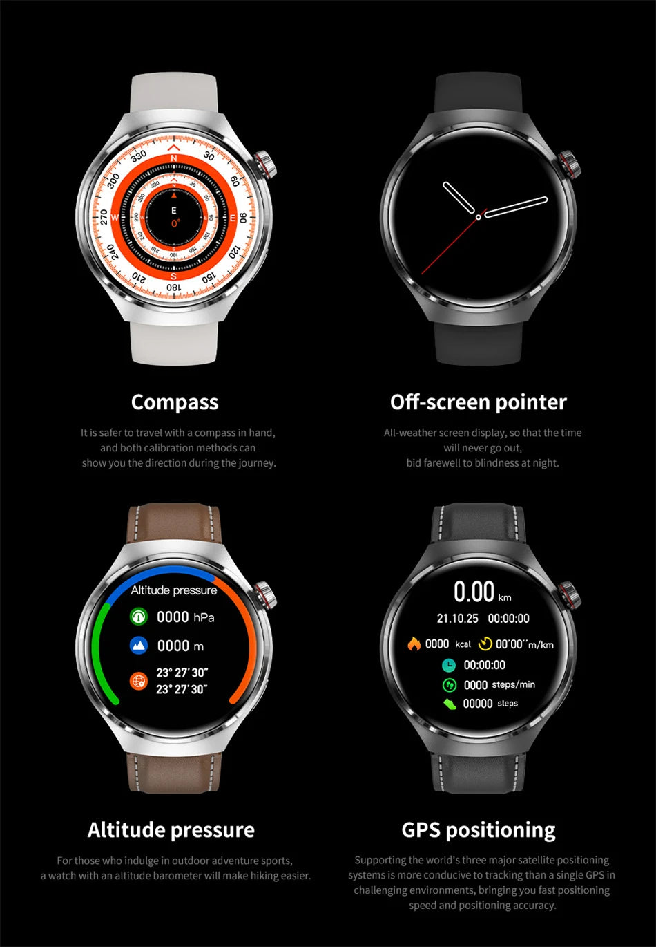 2025 New Watch 4 Pro GPS NFC Smart Watch Men 360*360 AMOLED Screen Heart Rate Bluetooth Call Waterproof Sports Man Smartwatch