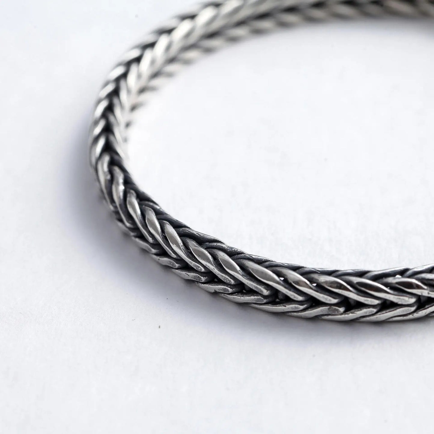 100% S925 Sterling Silver Handmade Woven Retro Domineering Style Personality Keel Man Woman Pure S925 Silver Bracelet Jewelry