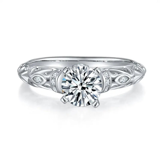 Moissanite Engagement Rings For Women Total 1.17ctw 925 Sterling Silver