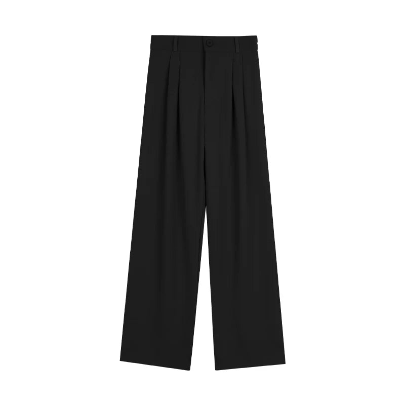 Women Suit Pants Elastic Waist Slimming Casual Pants Autumn Loose Wide Leg Pants