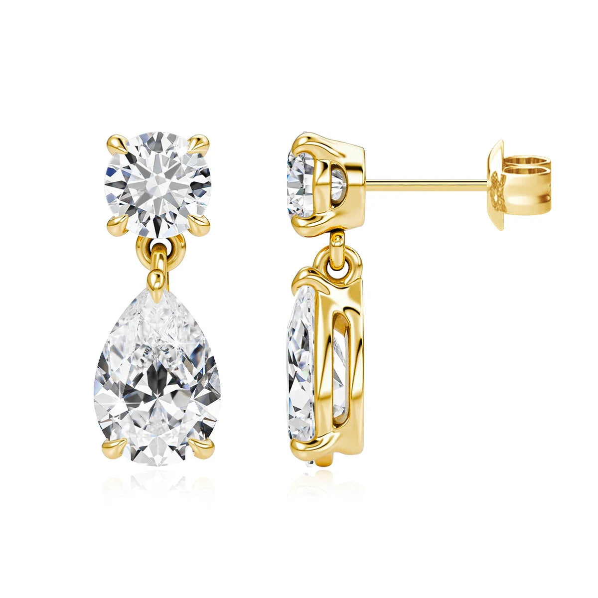 Waterdrop Full Moissanite Diamond Drop Earrings D VVS1 18k Gold Plated Pear Cut Earrings 925 Silver for Women Sparkling Jewelry