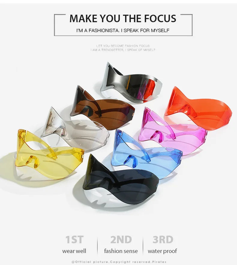 Y2K Sunglasses Women Fashion Silver Oversized Face Mark Shades Reflective Personal Sun Glasses for Cycling Travel