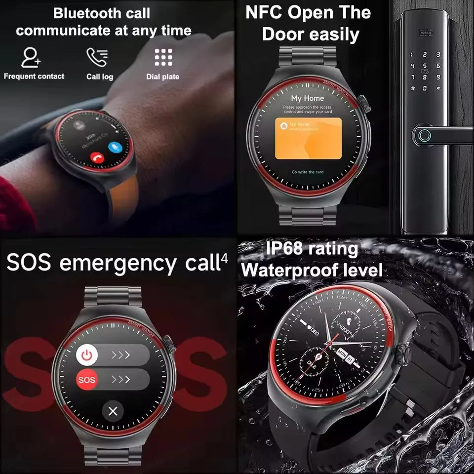 Sapphire Glass Laser Detection Health Smartwatch Men Precise Heart Rate Blood Pressure 150+Sports Bluetooth Call NFC Smart Watch