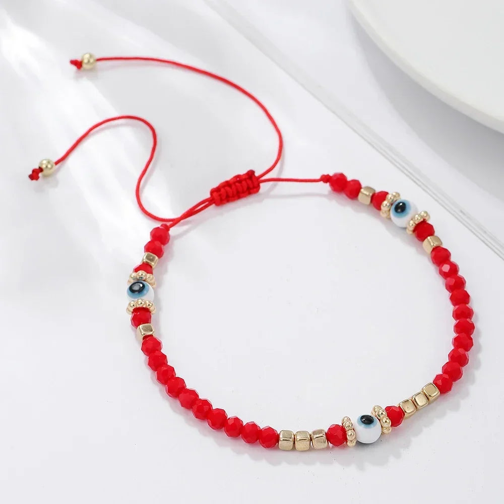 Fashion Boho Adjustable Jewelry Braiding Strap Bracelet Black Crystal Stone Beaded Bracelet For Women Accessory Jewelry